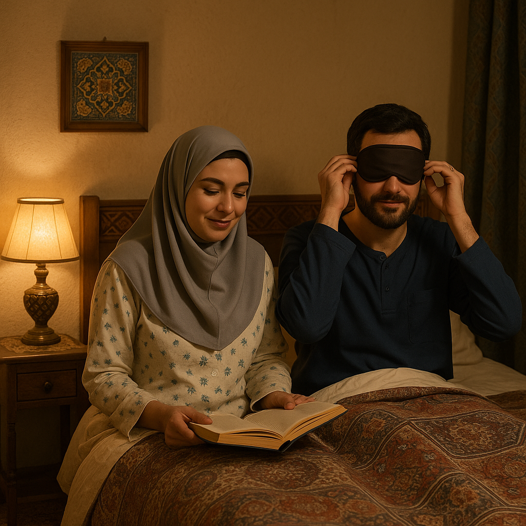  زوج ایرانی در حال آماده‌سازی برای یک خواب راحت و سالم در خانه