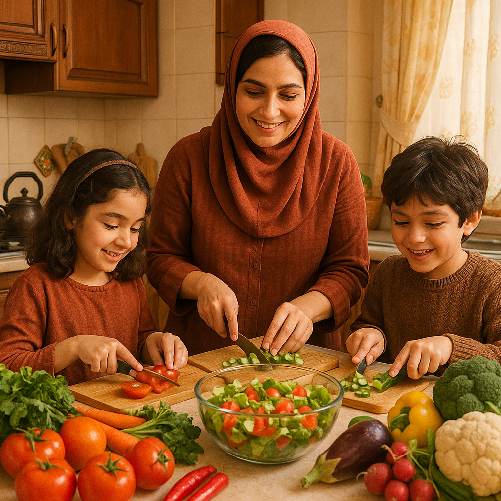 همراهی بچه ها در تهیه غذا